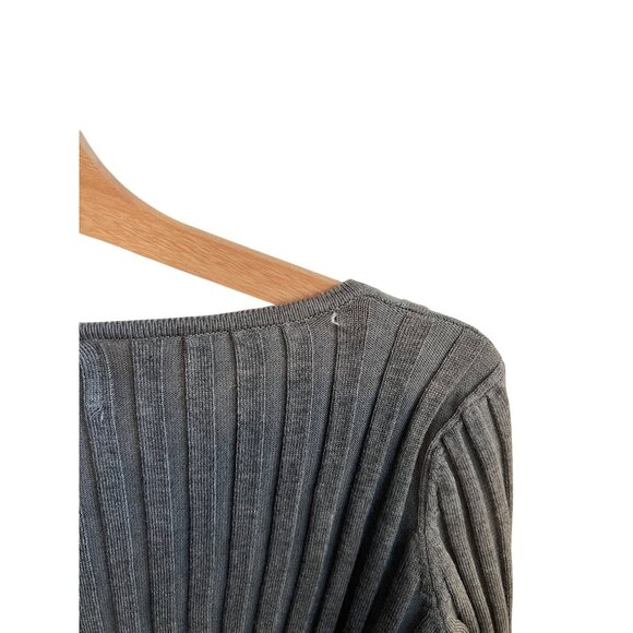 Pink Rose Gray Long Sleeve Sweater Ribbed Button Up Cardigan Women's Size M - Picture 4 of 6